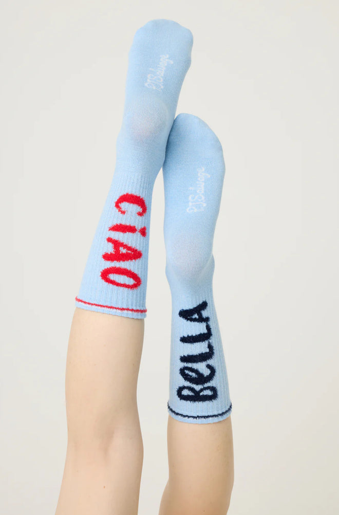 PJ Salvage Ciao Bella Ribbed Crew Socks