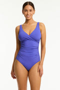 Sea Level Cross Front Rouched Swimsuit - Sale