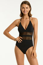 Sea Level Drift Halter Swimsuit