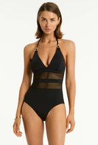 Sea Level Drift Halter Swimsuit