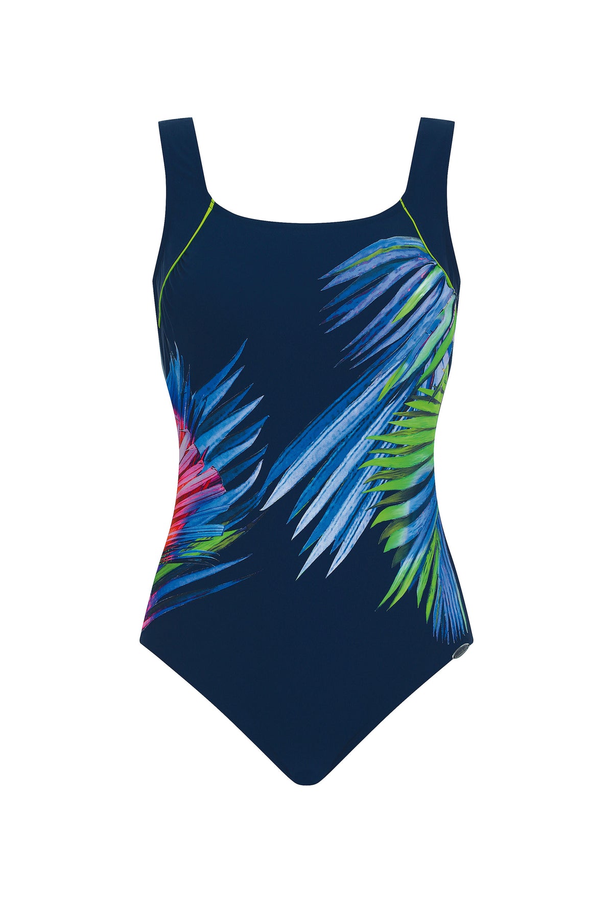 Sunfalir Navy Palm Leaves Swimsuit