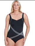 Sunflair Plus Black Swirl Swimsuit