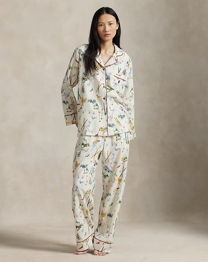 Ralph Lauren Flannel Printed Pant Pajama Set