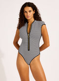 Seafolly Clubhouse Cap Sleeve Zip Front Suit