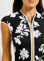 Seafolly Mayflower Cap Sleeve Zip Front One Piece
