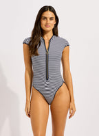 Seafolly Clubhouse Cap Sleeve Zip Front Suit