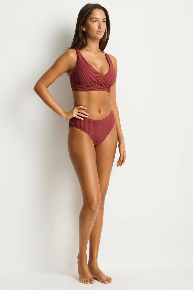 Sea Level Cross Front Mid Rise Bikini