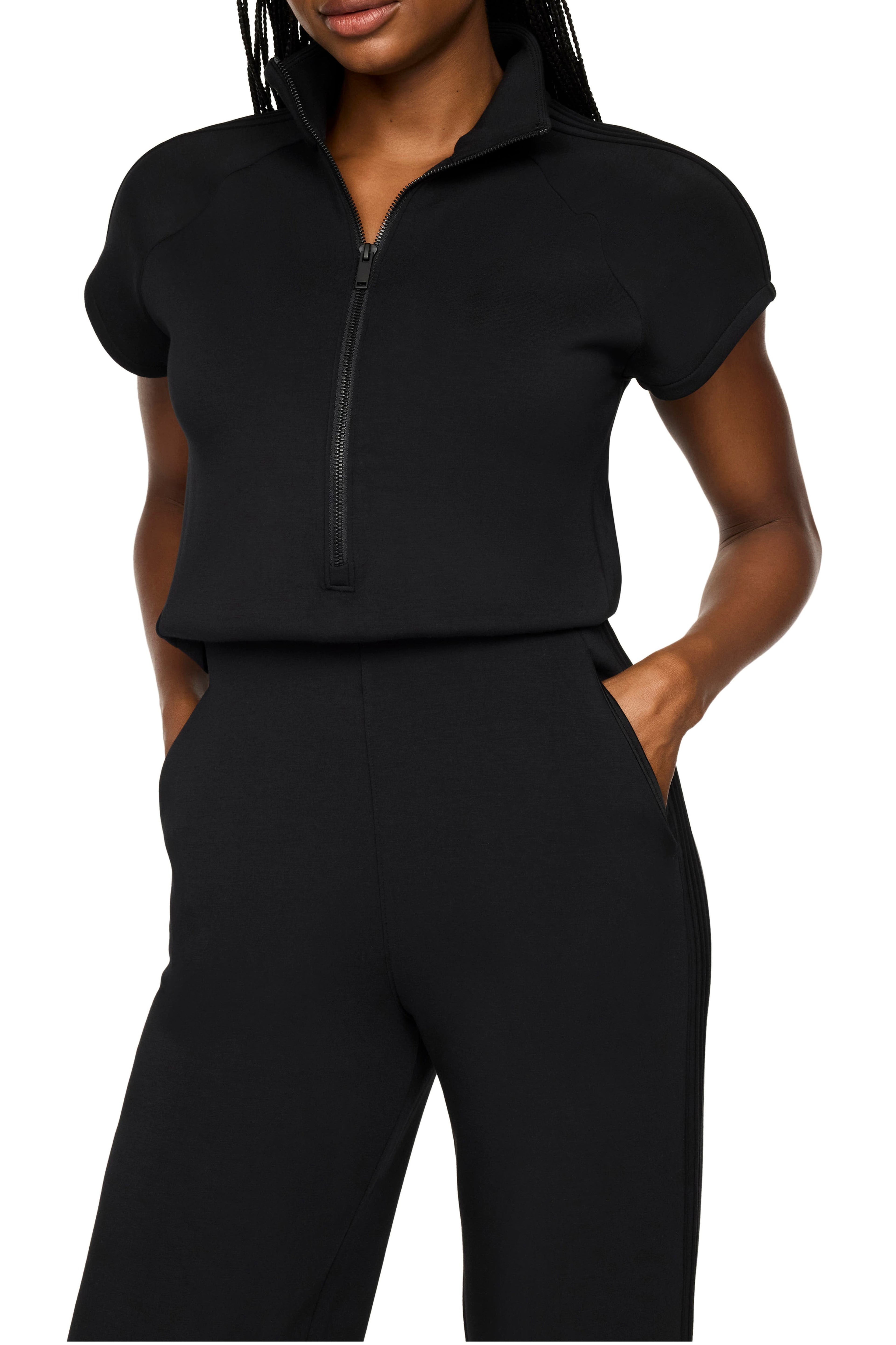 Spanx Air Essentials Pintuck Half Zip Jumpsuit