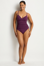 Sea Level Cross Front Scoop Back Ruched Swimsuit