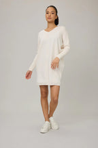 Pistache Knit Dress with Rib Sleeves