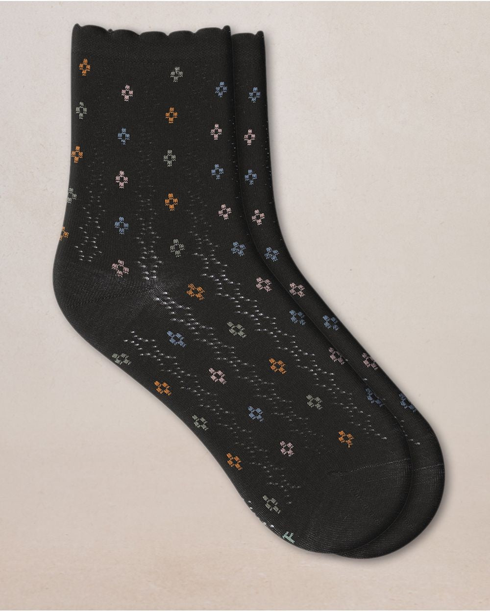 Bleu Foret Open Work Diamonds Socks