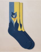 Bleu Foret Cat and Cheetah Socks