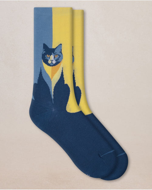 Bleu Foret Cat and Cheetah Socks