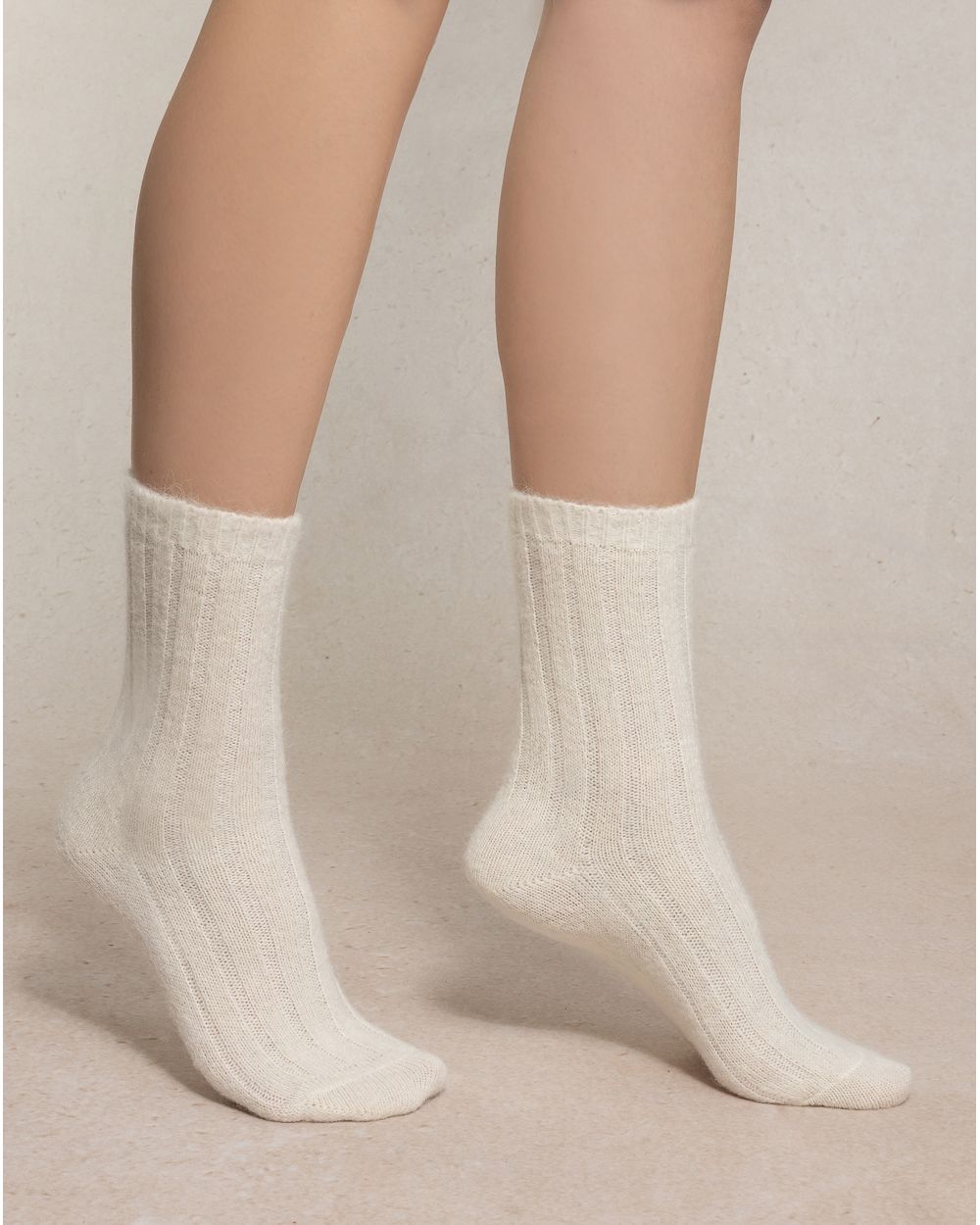 Bleu Foret Ribbed Alpaca Wool Socks