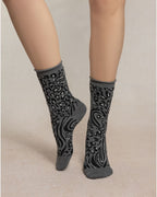 Blue Foret Fine Wool Animal Print Socks