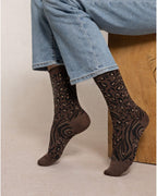 Bleu Foret Fine Wool Animal Print Socks