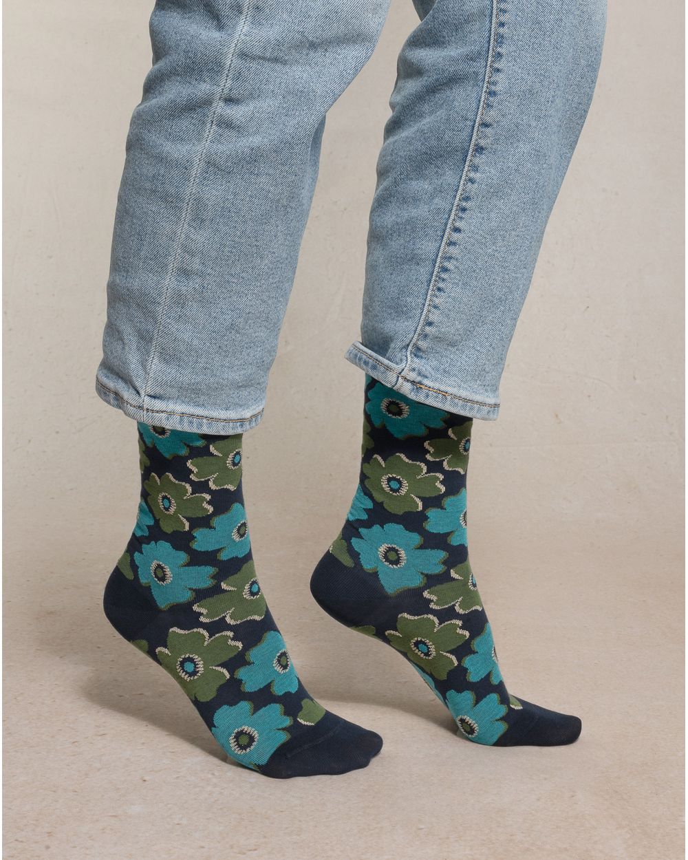 Bleu Foret Petunia Ink Velvet Socks