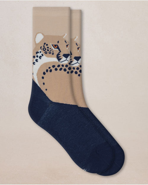 Bleu Foret Cat and Cheetah Socks