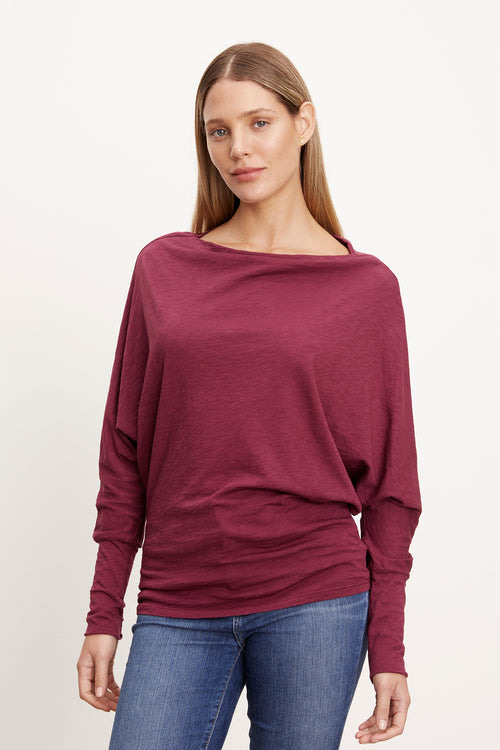 Velvet Cotton Slub Boatneck Top - Novalee06