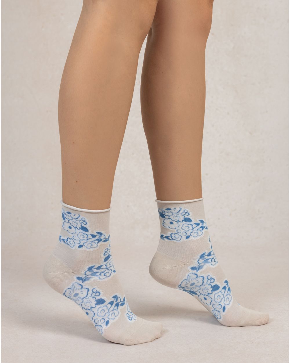 Bleu Foret Floral Socks