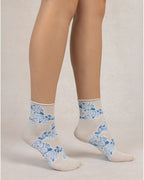 Bleu Foret Floral Socks