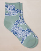 Bleu Foret Floral Socks