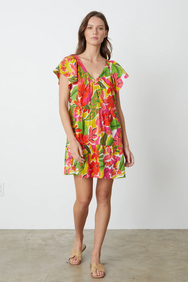 SALE Velvet Printed Aloha Short Dress MAEVE