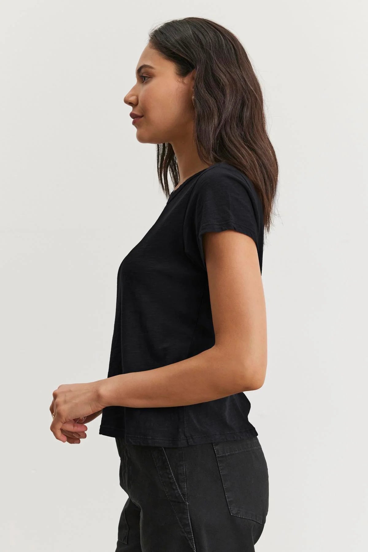 Velvet Originals Marie Crew Neck Cropped T-Shirt