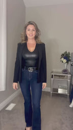 Commando Faux Deep V Leather Bodysuit