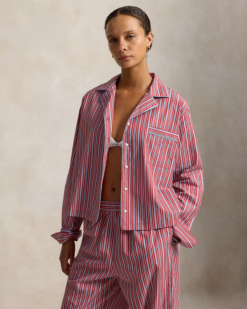 Ralph Lauren 100% Cotton Club Stripe PJ Set
