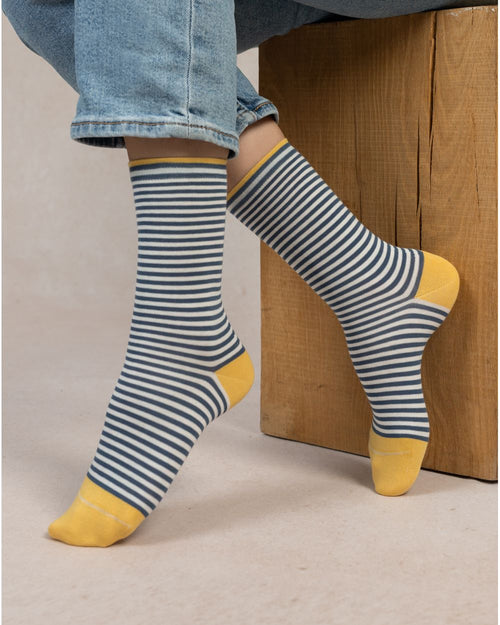 Bleu Foret Stripes Pattern Socks