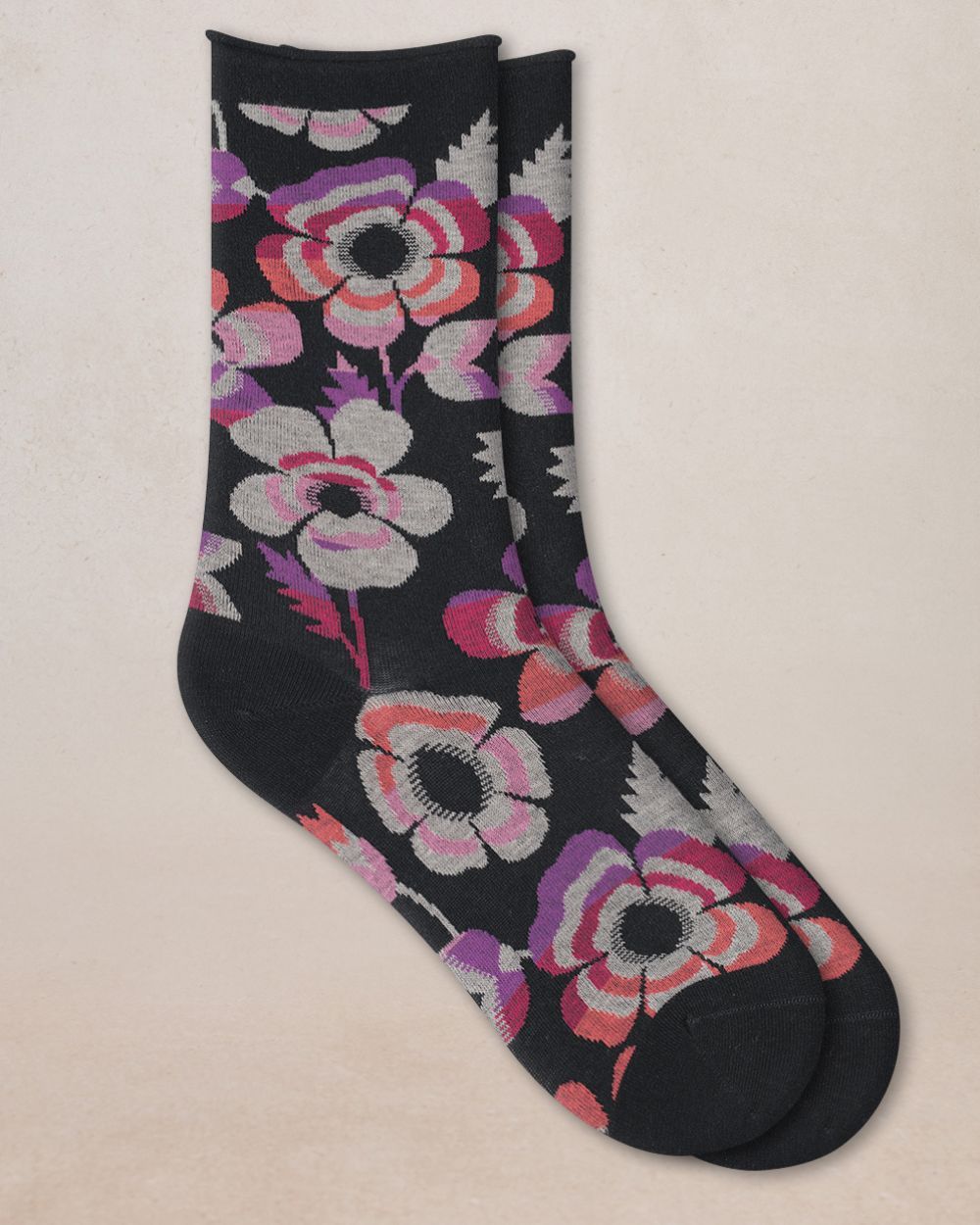 Bleu Foret Velvety Flowers Sock