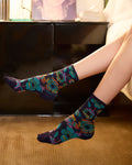 Bleu Foret Velvety Flowers Sock
