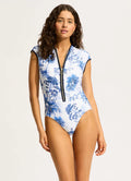 Seafolly Collective Cap Sleeve Zip Front Swimsuit