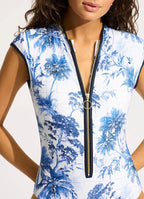 Seafolly Collective Pattern Zip Front Swimsuit