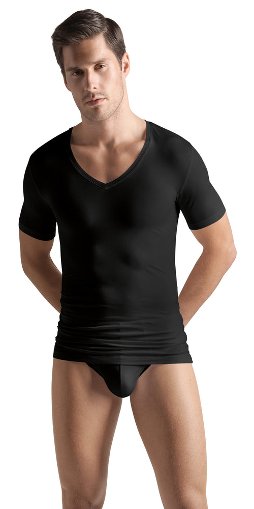 Hanro Men's Cotton Superior S/S V Neck T Shirt 3089
