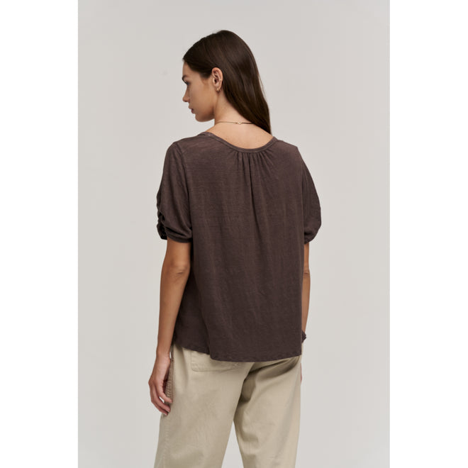 Velvet Linen Knit Scoop Neck Tee Bella05