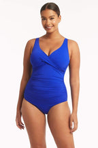 Sea Level Cross Front Rouched Swimsuit